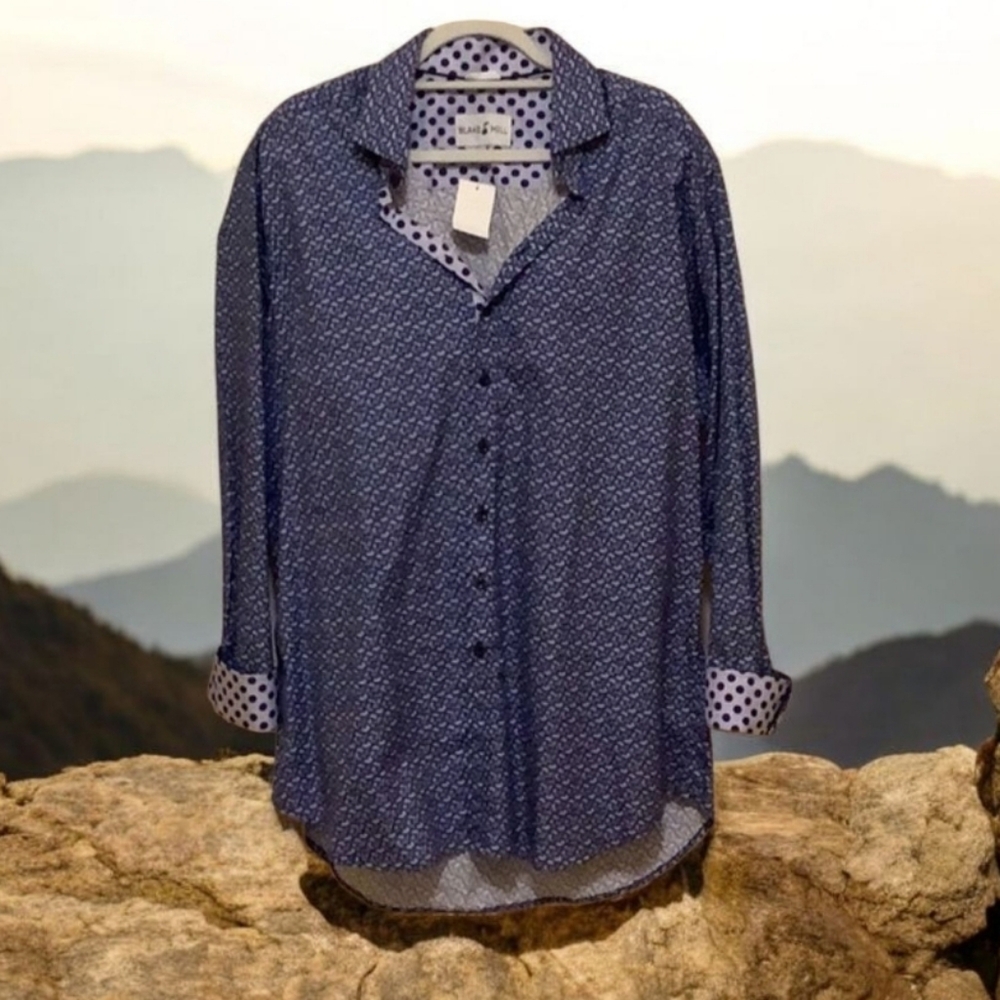 Blake Mills men’s dress shirt two toned different sleeves XXL NWT blue t…